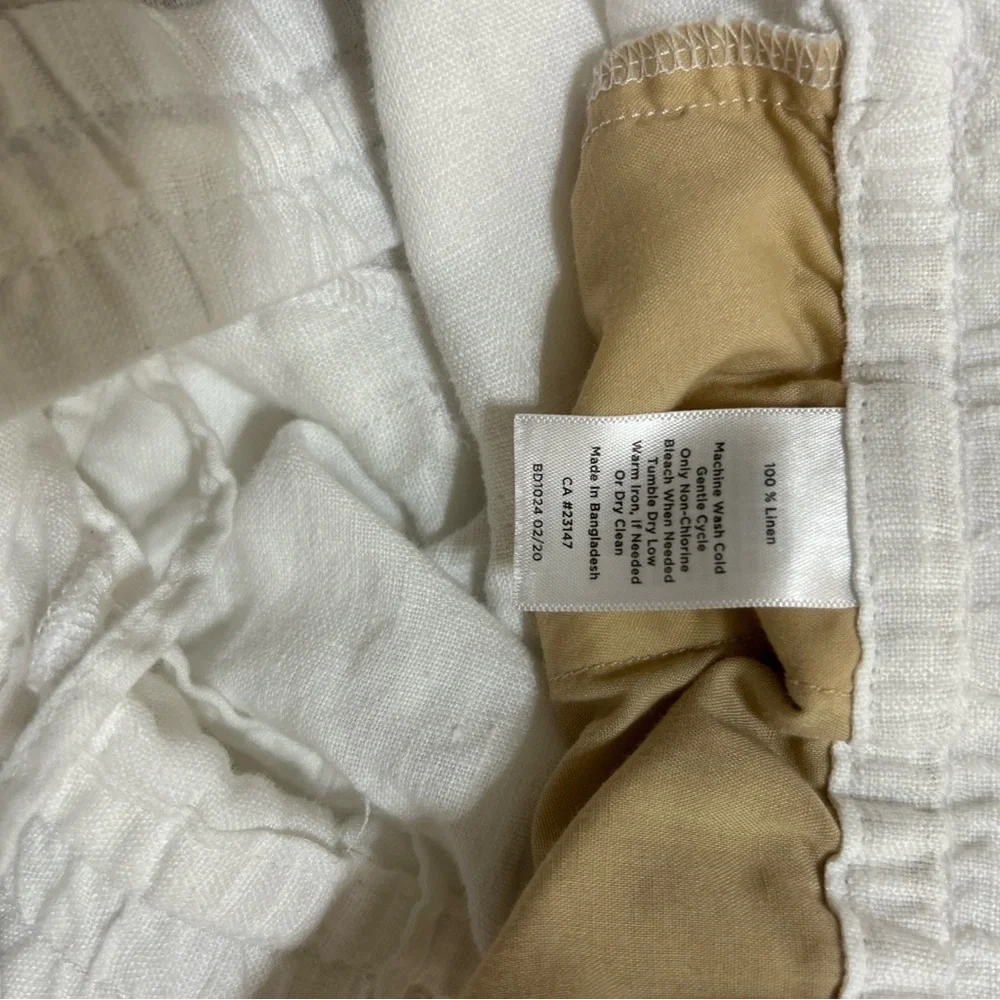 Talbots Womens Linen Pull On Pants Drawstring Plus Size 22 W White Wide Leg Crop - Picture 10 of 10